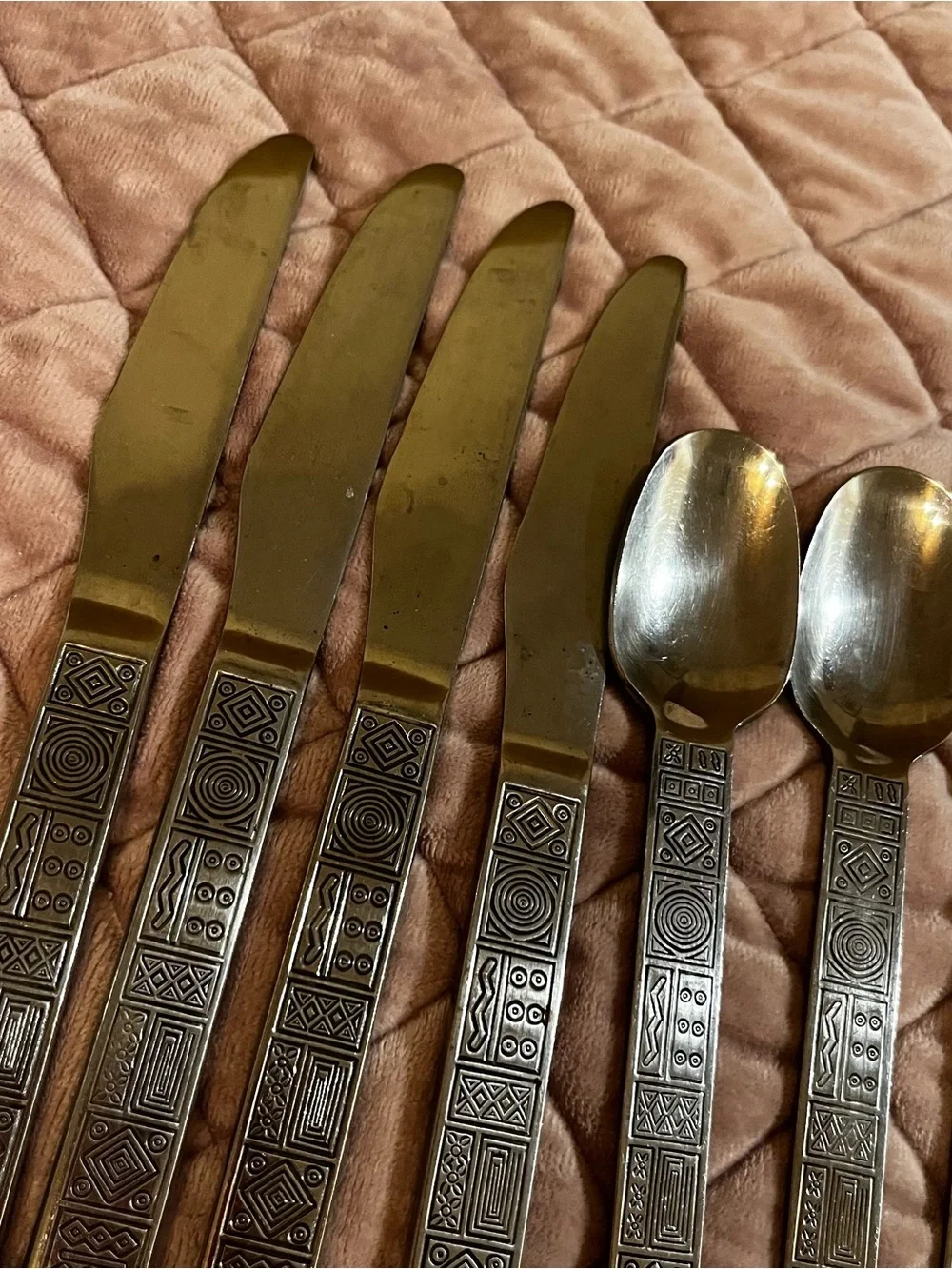 Cambridge Aztec Stainless Flatware 11 Pc Geometric Silverware Set Discontinued